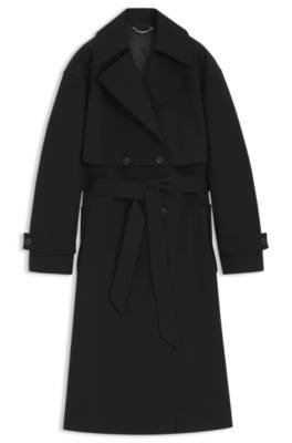 Adaptable stretch cotton trench coat and dress in one