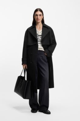 Adaptable stretch-cotton trench coat and dress in one, Black