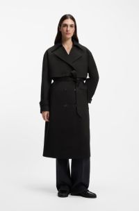 Adaptable stretch-cotton trench coat and dress in one, Black