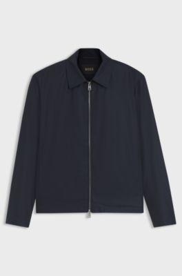 Giubbotto regular fit in tessuto rivestito idrorepellente, Blu scuro