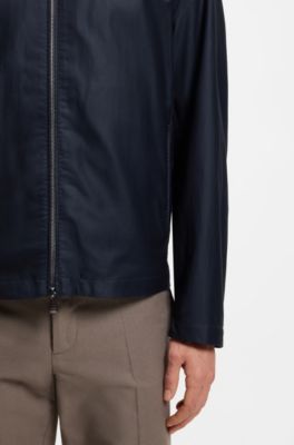 Giubbotto regular fit in tessuto rivestito idrorepellente, Blu scuro
