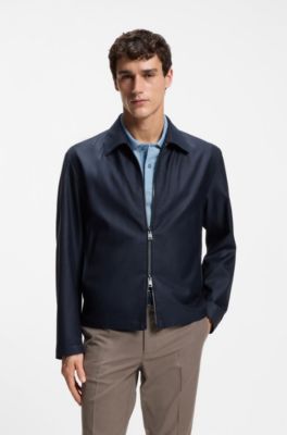 Regular-fit jacket in water-repellent coated fabric, Dark Blue