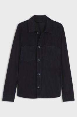 Camicia in pelle scamosciata M&eacute;tis con interno in pelle nappalan, Blu scuro