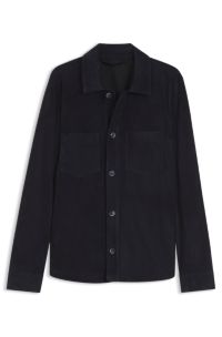 Metis suede shirt with nappalan inner, Dark Blue