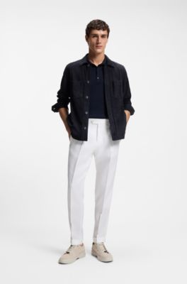 Camisa de ante mixto con interior de napal&aacute;n, Azul oscuro