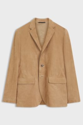 Suede blazer with AMF stitching, Beige