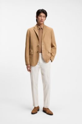 Suede blazer with AMF stitching, Beige