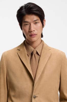 Suede blazer with AMF stitching, Beige