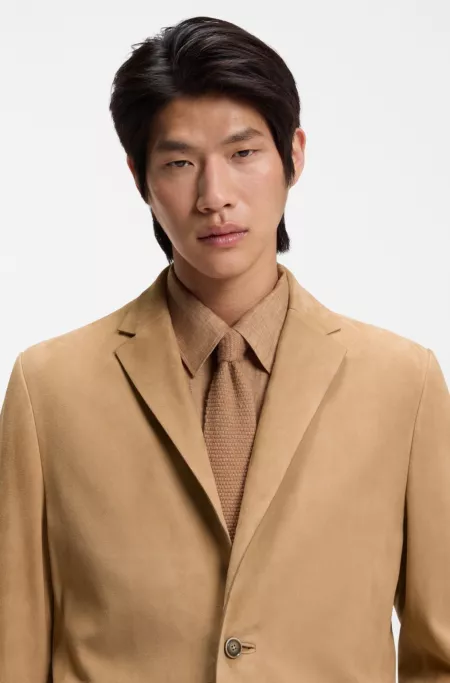 Suede blazer with AMF stitching