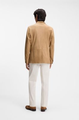 Suede blazer with AMF stitching, Beige