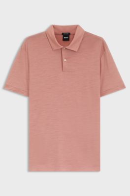 Regular-fit polo shirt in a wool blend, light pink