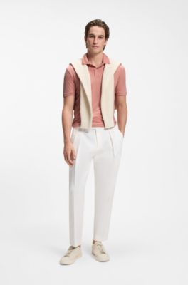 Regular-fit polo shirt in a wool blend, light pink