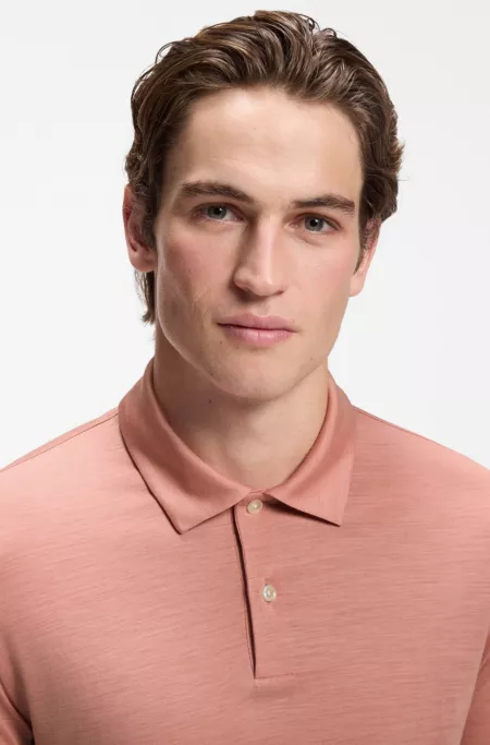 Regular-fit polo shirt in a wool blend