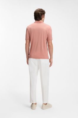 Regular-fit polo shirt in a wool blend, light pink