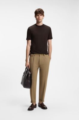 Regular-fit T-shirt in a wool blend, Dark Brown