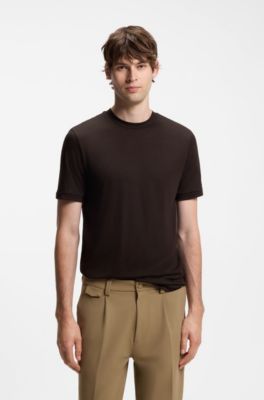 Regular-fit T-shirt in a wool blend, Dark Brown