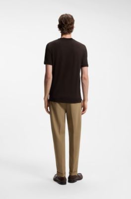 Regular-fit T-shirt in a wool blend, Dark Brown