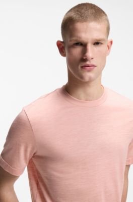 Regular-fit T-shirt in a wool blend, light pink