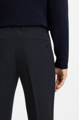 Regular-fit trousers in water-repellent fabric, Dark Blue
