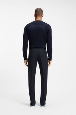 Regular-fit trousers in water-repellent fabric, Dark Blue