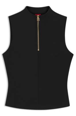 Hugo Sleeveless zip-neck top in stretch jersey toppar dam – bild 4