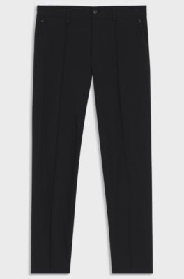 Porsche x BOSS tapered-fit trousers in water-repellent twill, Black
