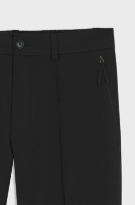Porsche x BOSS tapered-fit trousers in water-repellent twill, Black