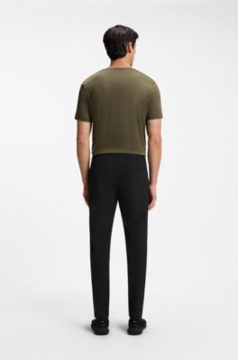 Porsche x BOSS tapered-fit trousers in water-repellent twill, Black