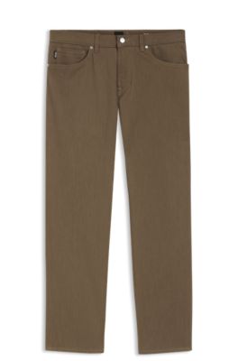 Maine regular-fit trousers in stretch-cotton twill, Light Brown