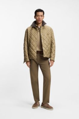 Pantalon Regular Maine en twill de coton stretch, Brun chin&eacute;