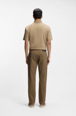 Pantalon Regular Maine en twill de coton stretch, Brun chin&eacute;