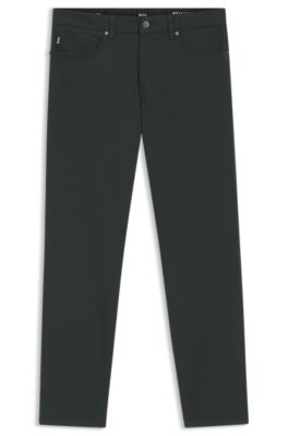 Maine regular-fit trousers in stretch-cotton twill, Green