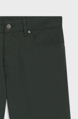 Pantalon Regular Maine en twill de coton stretch, Vert
