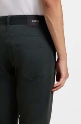 Pantalon Regular Maine en twill de coton stretch, Vert