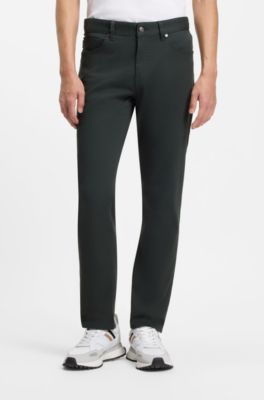 Pantalon Regular Maine en twill de coton stretch, Vert
