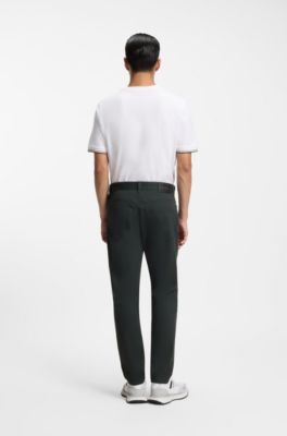 Maine regular-fit trousers in stretch-cotton twill, Green