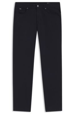 Maine regular-fit trousers in stretch-cotton twill, Dark Blue