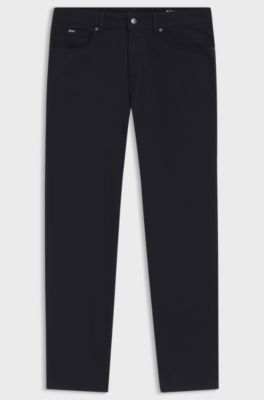 Pantalon Regular Maine en twill de coton stretch, Bleu fonc&eacute;