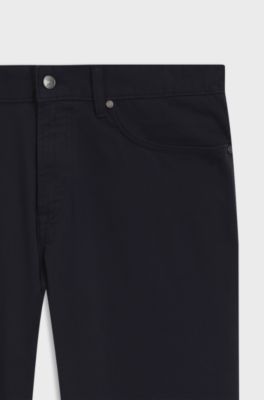 Maine regular-fit trousers in stretch-cotton twill, Dark Blue