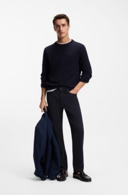 Pantaloni Maine regular fit in twill di cotone elasticizzato, Blu scuro