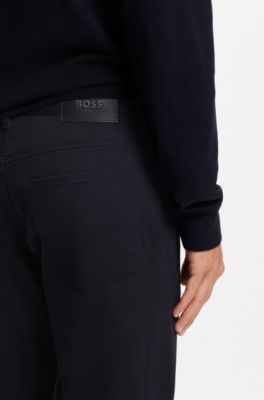 Maine regular-fit trousers in stretch-cotton twill, Dark Blue