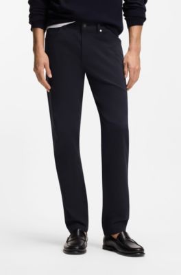 Maine regular-fit trousers in stretch-cotton twill, Dark Blue