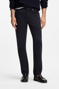 Maine regular-fit trousers in stretch-cotton twill, Dark Blue