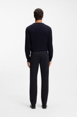 Pantalon Regular Maine en twill de coton stretch, Bleu fonc&eacute;