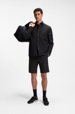 Waterafstotende regular-fit shorts van sneldrogend twill, Zwart
