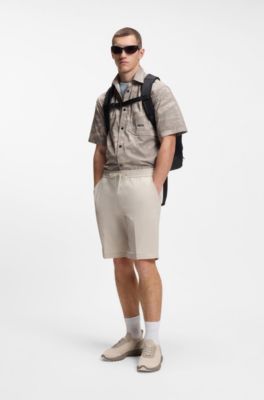 Water-repellent regular-fit shorts in quick-dry twill, Light Beige