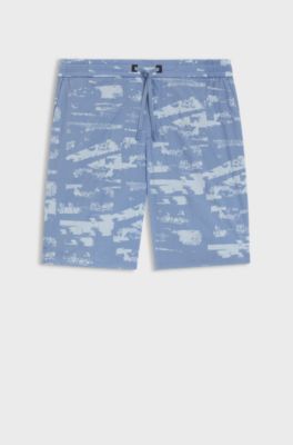 Lightweight ripstop shorts with an all-over print, Light Blue Patterned