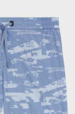 Lightweight ripstop shorts with an all-over print, Light Blue Patterned
