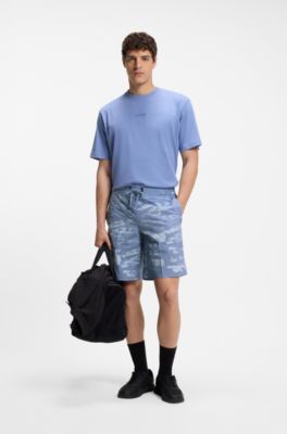 Lightweight ripstop shorts with an all-over print, Light Blue Patterned