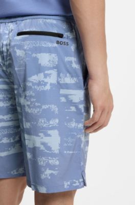 Lightweight ripstop shorts with an all-over print, Light Blue Patterned